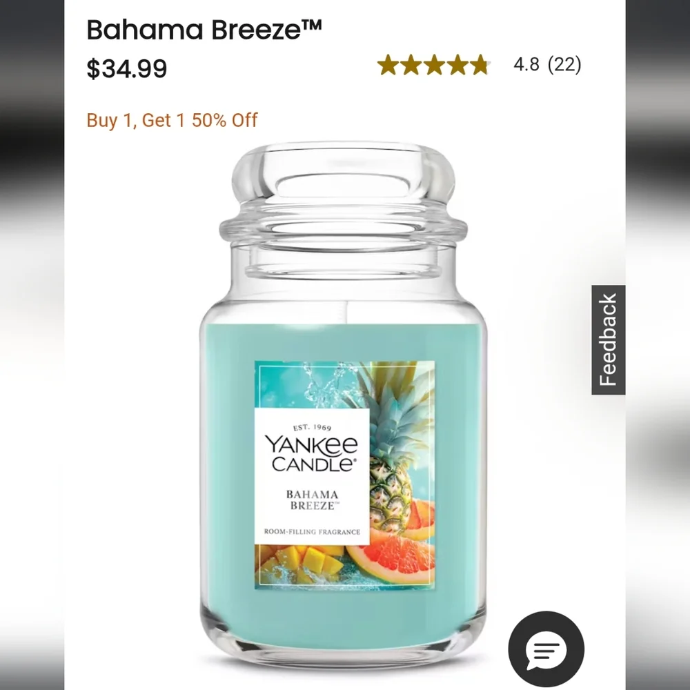 Bahama Breeze Tropical Scented Yankee Candle Never Opened